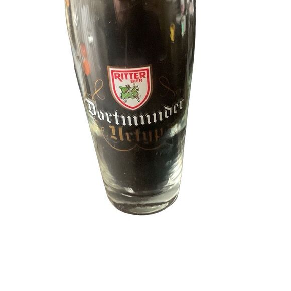 Vintage Riter Bier Beer Dortmunder .25 Liter Gold Rim Glass West Germany Rare - Picture 9 of 11